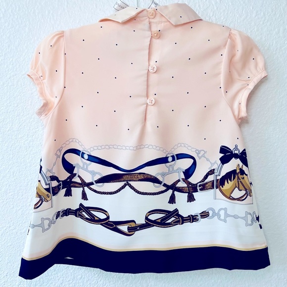 Janie & Jack Horse Top Riding Pant Set 18-24M Pink Suede Bow Equestrian Outfit - Picture 5 of 13